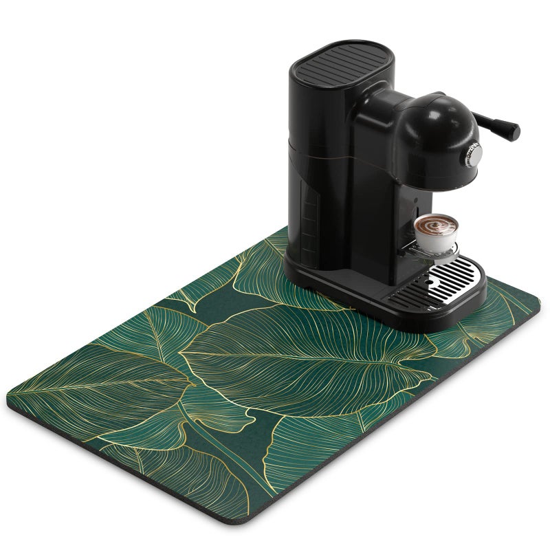 Rnivvi Coffee Mat, 12" x 19" Cute Tropical Theme Coffee Bar Mats for Espresso Machine Station Accessories and Organizer, Hide Stain Rubber Backed Absorbent Dish Drying Pad for Kitchen Counter, Palm - Image 1