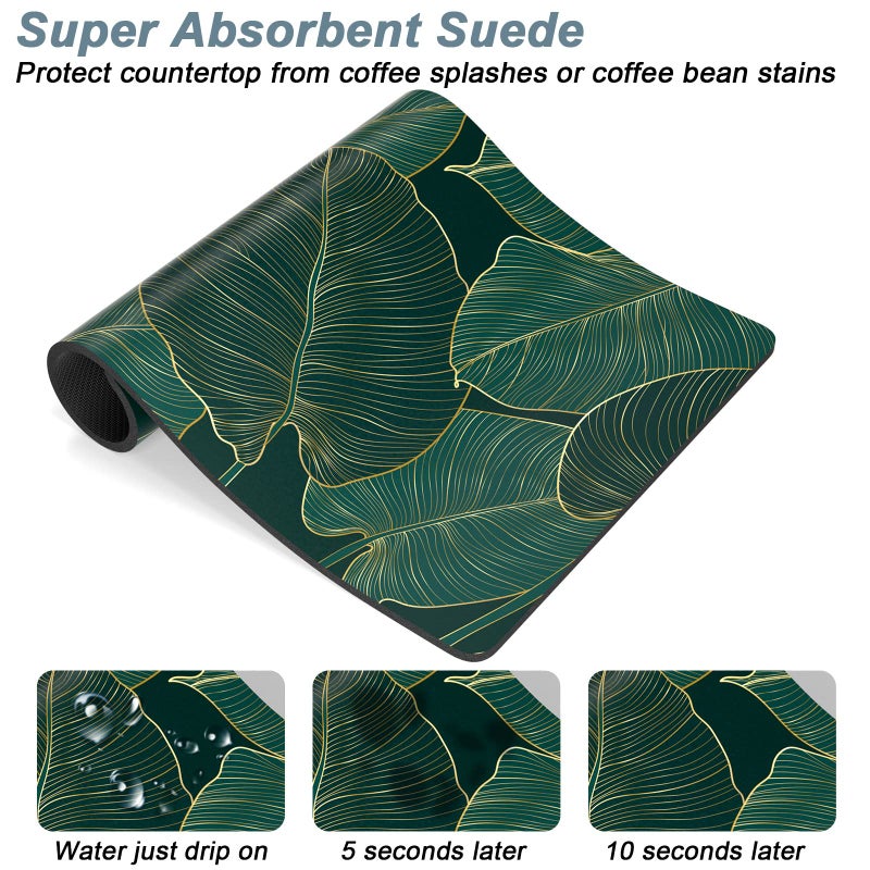 Rnivvi Coffee Mat, 12" x 19" Cute Tropical Theme Coffee Bar Mats for Espresso Machine Station Accessories and Organizer, Hide Stain Rubber Backed Absorbent Dish Drying Pad for Kitchen Counter, Palm - Image 3
