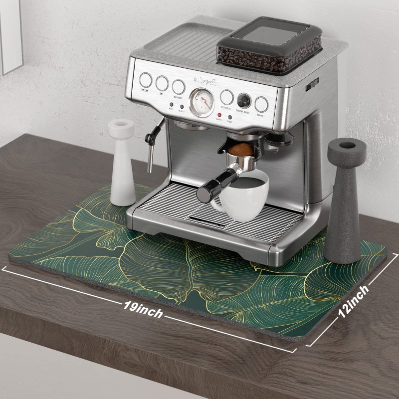 Rnivvi Coffee Mat, 12" x 19" Cute Tropical Theme Coffee Bar Mats for Espresso Machine Station Accessories and Organizer, Hide Stain Rubber Backed Absorbent Dish Drying Pad for Kitchen Counter, Palm - Image 2