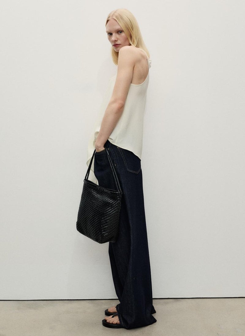 MANGO - Wideleg Denim Pants With Frayed Waist - Image 1