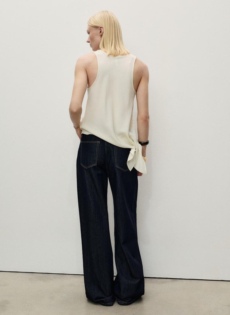 MANGO - Wideleg Denim Pants With Frayed Waist - Image 1