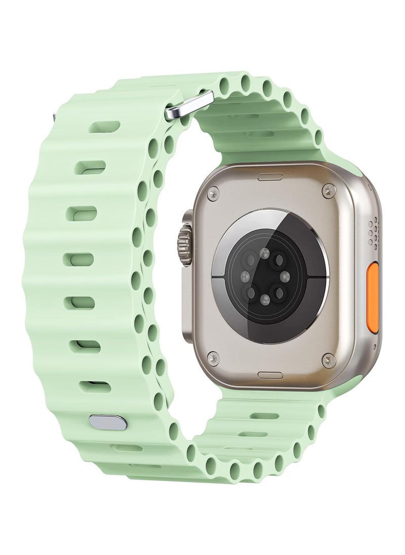 ICARLUS - Ocean Band Compatible with Apple Watch Ultra Band 49/45/44/42mm Men Women, Soft Silicone Sport Band Replacement Strap for Apple Watch Ultra2/Ultra iWatch Series 9 8 7 SE 6 5 4 3 2 1 Happy Green - Image 1