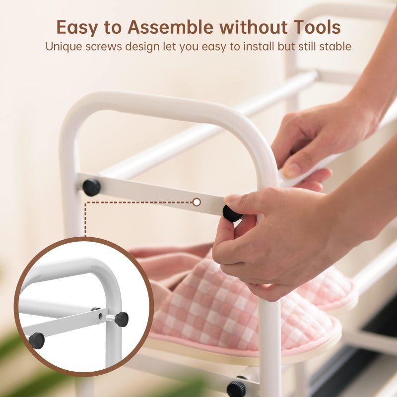 Gonfoam 2-Tier Expandable Shoe Rack,Adjustable Shoe Shelf Storage Organizer Heavy Duty Metal Free Standing Shoe Rack for Entryway Closet Doorway (White) - Image 3