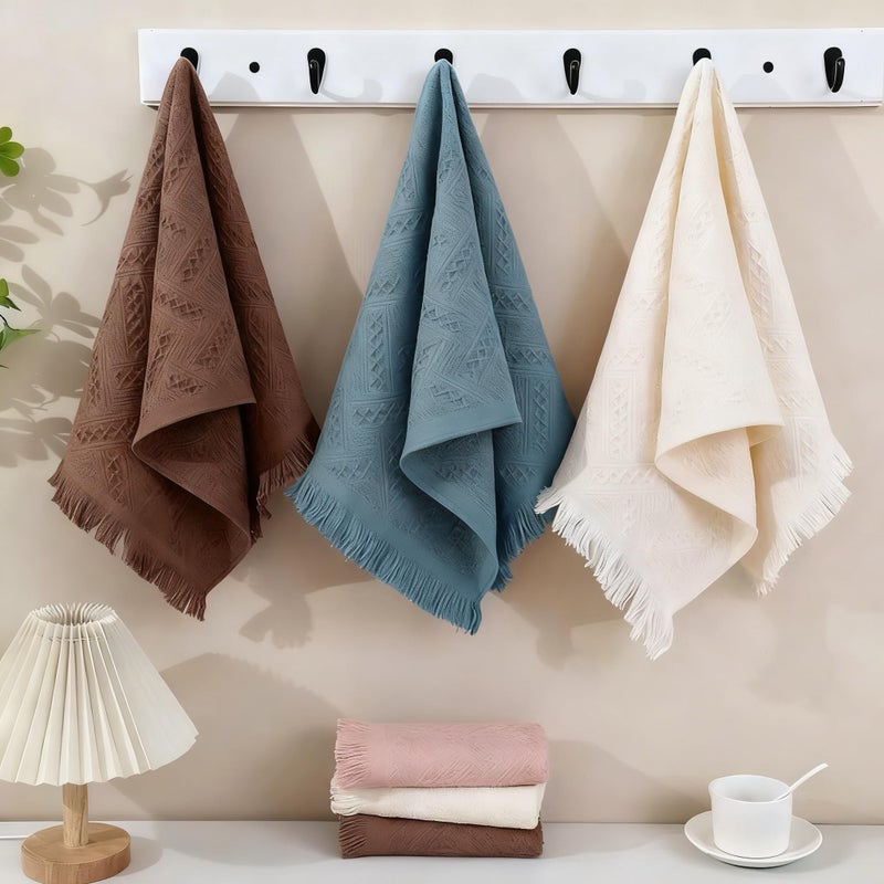 YoulerTex Luxury Decorative Hand Towels Bathroom: 2 Packs 14X30 100% Cotton Turkish Absorbent Soft Face Towel Set for Boho Bathroom Decor Kitchen Hotel Spa Farmhouse Guest Tea Gift (04 Blue, 14"x30") - Image 3