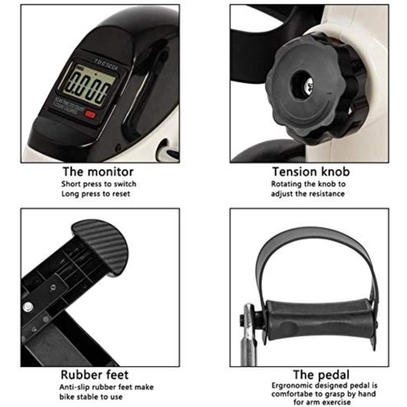 Under Desk Bike Pedal Exerciser, Mini Cycle Exercise Bike for Leg/Arm Pedder Portable Home Exercise Bike, for Seniors/Office Workout Leg and Arm Exercise-Max Strength - Image 4