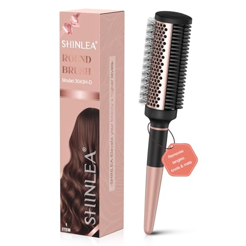 SHINLEA Round Brush for Blow Out Upgraded 2 in 1 Ceramic Round Hair Brush for Blow Drying Styling Straightening Curling Volumizing and Detangling 17 Inch Barrel 21 Inch Bristle - Image 1