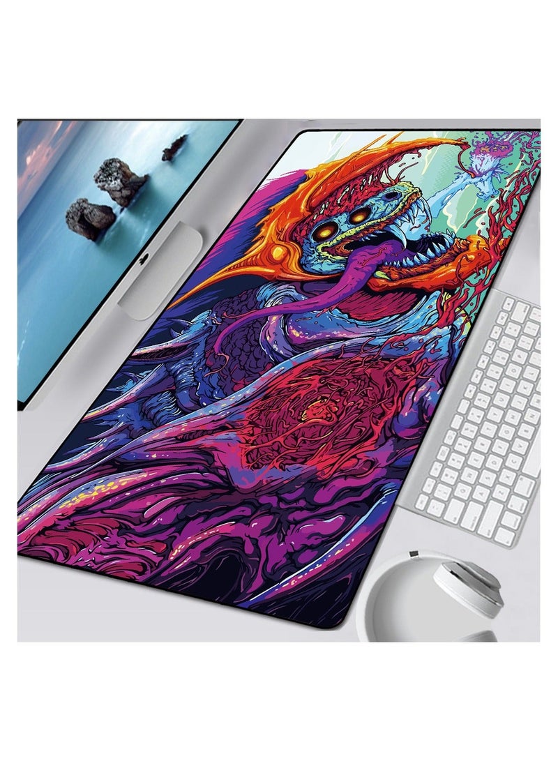 Large Keyboard Mouse Pad, Large Locking Edge Gaming Mouse Pad Keyboard Rubber Mousepad Wrist Rest Table Computer Mat, Mat Water-Resistant Desk Pad with Non-Slip Rubber Base, 900x400mm - Image 2