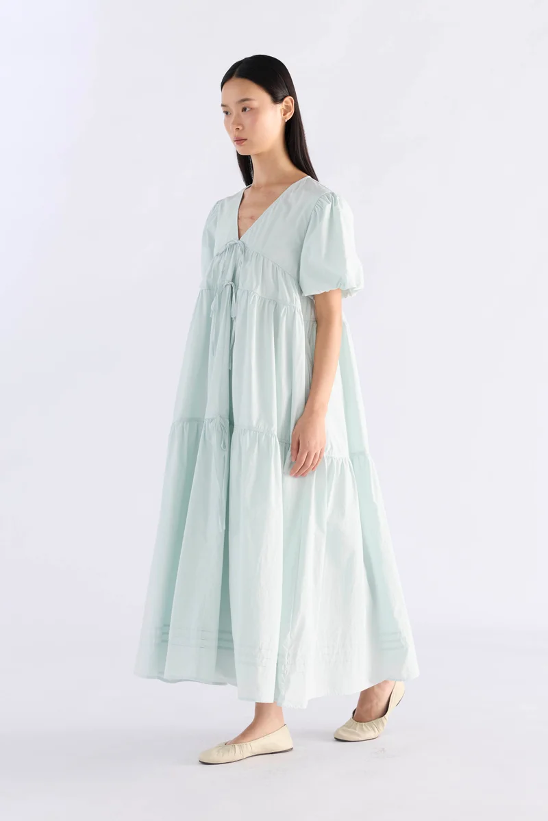 The Editor's Market Casey Tier Swing Dress - Glacier