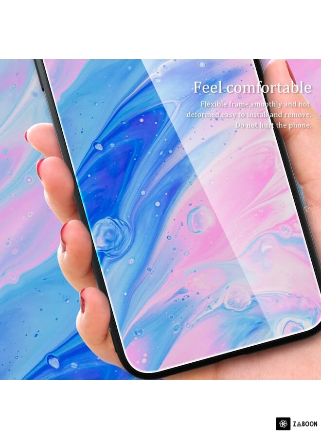 Green Tiger - For iPhone XR Marble Pattern Glass Protective Phone Case For iPhone 1XR(Blue Ocean) - Image 1