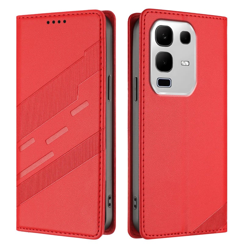 erorex For Infinix Note 50s 5G Embossed Multi-functional Wallet Retro Leather Phone Case(Red) - Image 2