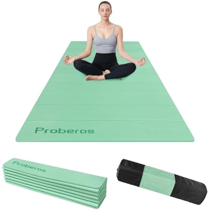 Proberos حصيرة يوغا قابلة للطي غير قابلة للانزلاق، بسماكة 6 مم، حصيرة تمارين TPE مع حزام حمل، خفيفة الوزن ومحمولة لليوغا في المنزل، التأمل، التمارين، والسفر 183X61 سم - Image 1