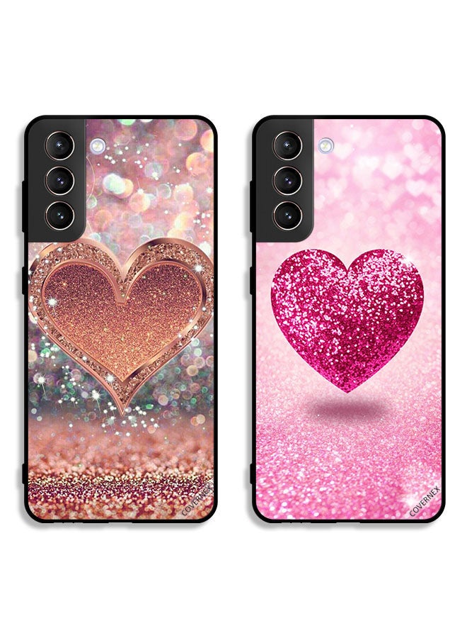 Covernex Two Cases For Samsung Galaxy S21 FE 5G Protective Covers Glitter Hearts - Image 1