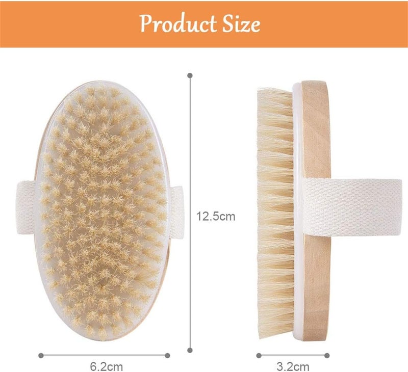 Body Brush Natural Bristle Shower Brush Dry Back Scrub for Exfoliating Massaging and Improving Blood Circulation - Image 2