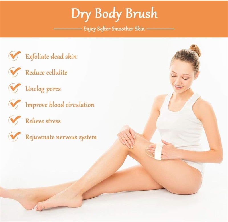 Body Brush Natural Bristle Shower Brush Dry Back Scrub for Exfoliating Massaging and Improving Blood Circulation - Image 3