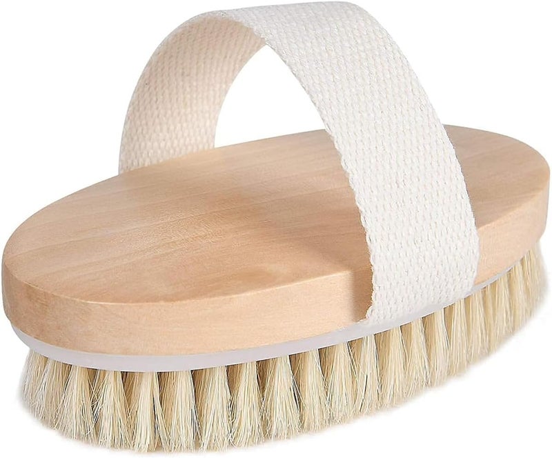 Body Brush Natural Bristle Shower Brush Dry Back Scrub for Exfoliating Massaging and Improving Blood Circulation - Image 1