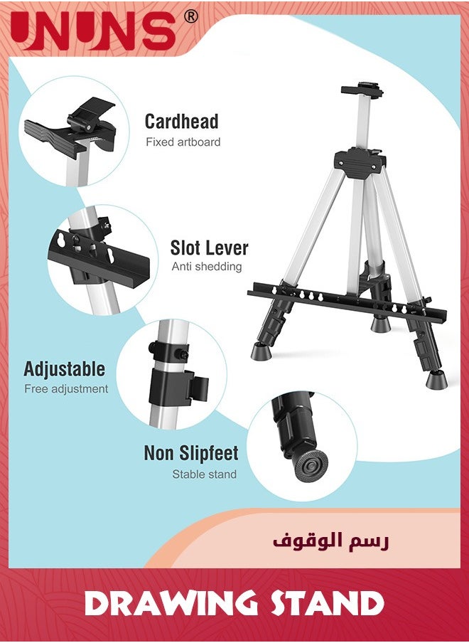 UNUNS Drawing Stand,Art Painting Display Easel Stand,Portable Adjustable Aluminum Metal Tripod Artist Easel With Bag,Height from 20.5" To 63",Extra Sturdy For Table-Top Floor Painting,Drawing,Silver  - Image 3