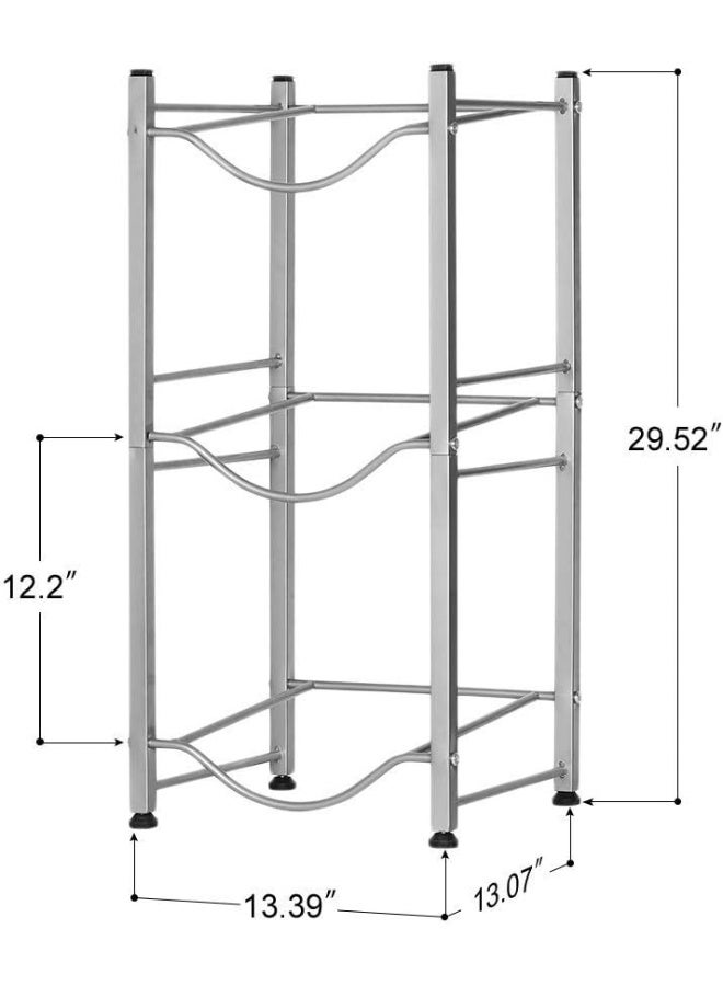 ECVV 3-Tier Storage Rack 5 Gallon Heavy Duty Holder Shelf Cabby Save Space Silver - Image 3