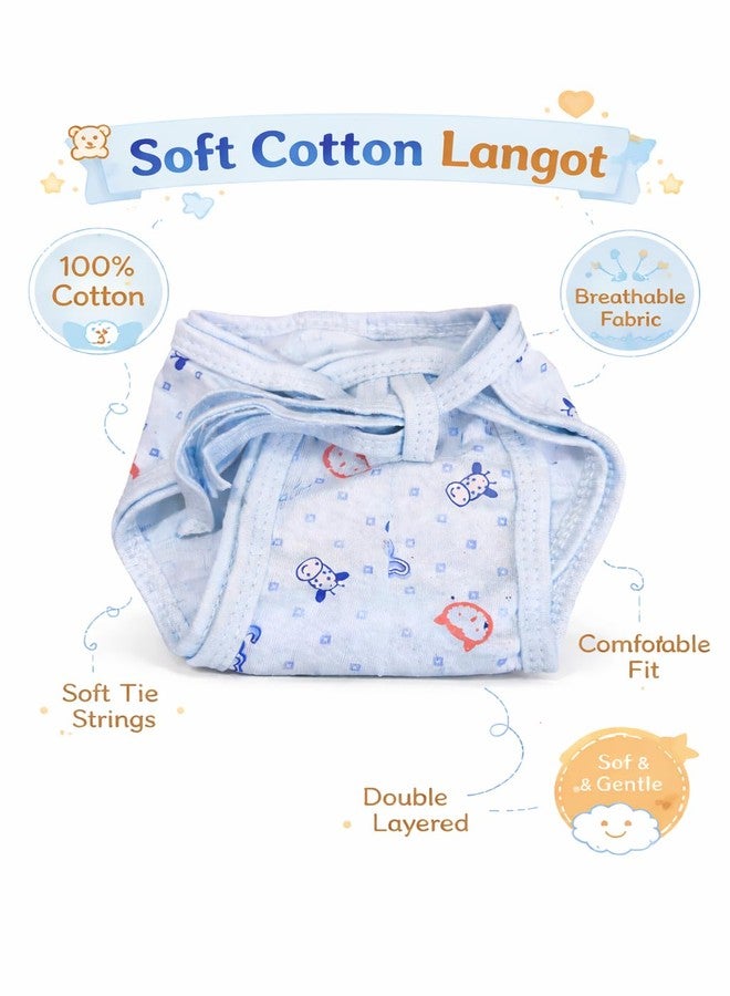 OnlineTree pack of 12 Reusable Cotton Baby Langot with Adjustable Side Ties, Soft Breathable Fabric, Cute Printed Designs, Washable Cloth Diapers, (6 designs)(0-6 months) - Image 3