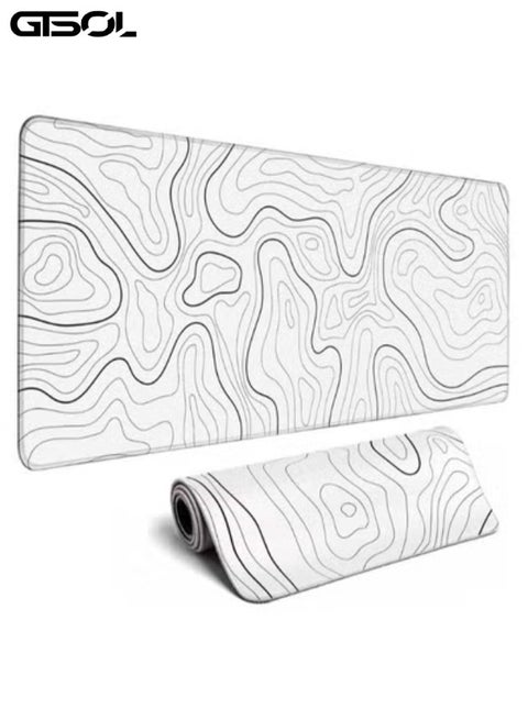 Large Gaming Mouse Pad – 600mm x 300mm x 2mm – Smooth Non-Slip Rubber Base with Stitched Edges – White Minimalist Design for Gamers & Office Desk Setup – Extended XXL Size for Keyboard & Mouse