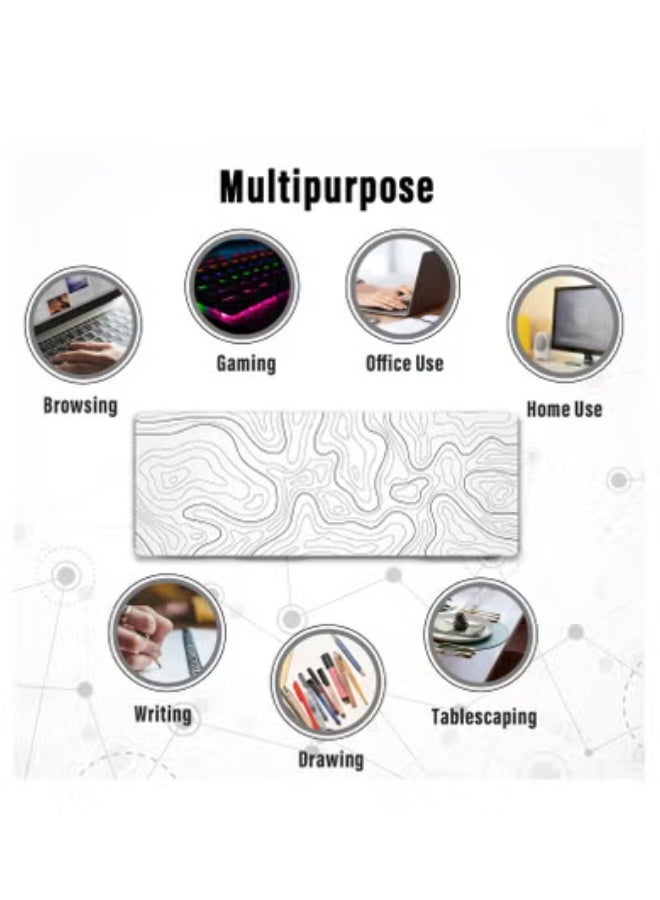 ج ت س آ ل لوحة ماوس كبيرة للألعاب – 600×300×2 مم – قاعدة مطاطية مانعة للانزلاق مع حواف مخيطة – تصميم أبيض أنيق ومثالي للاعبين ومكاتب العمل – حجم XXL ممتد للوحة المفاتيح والماوس - Image 3