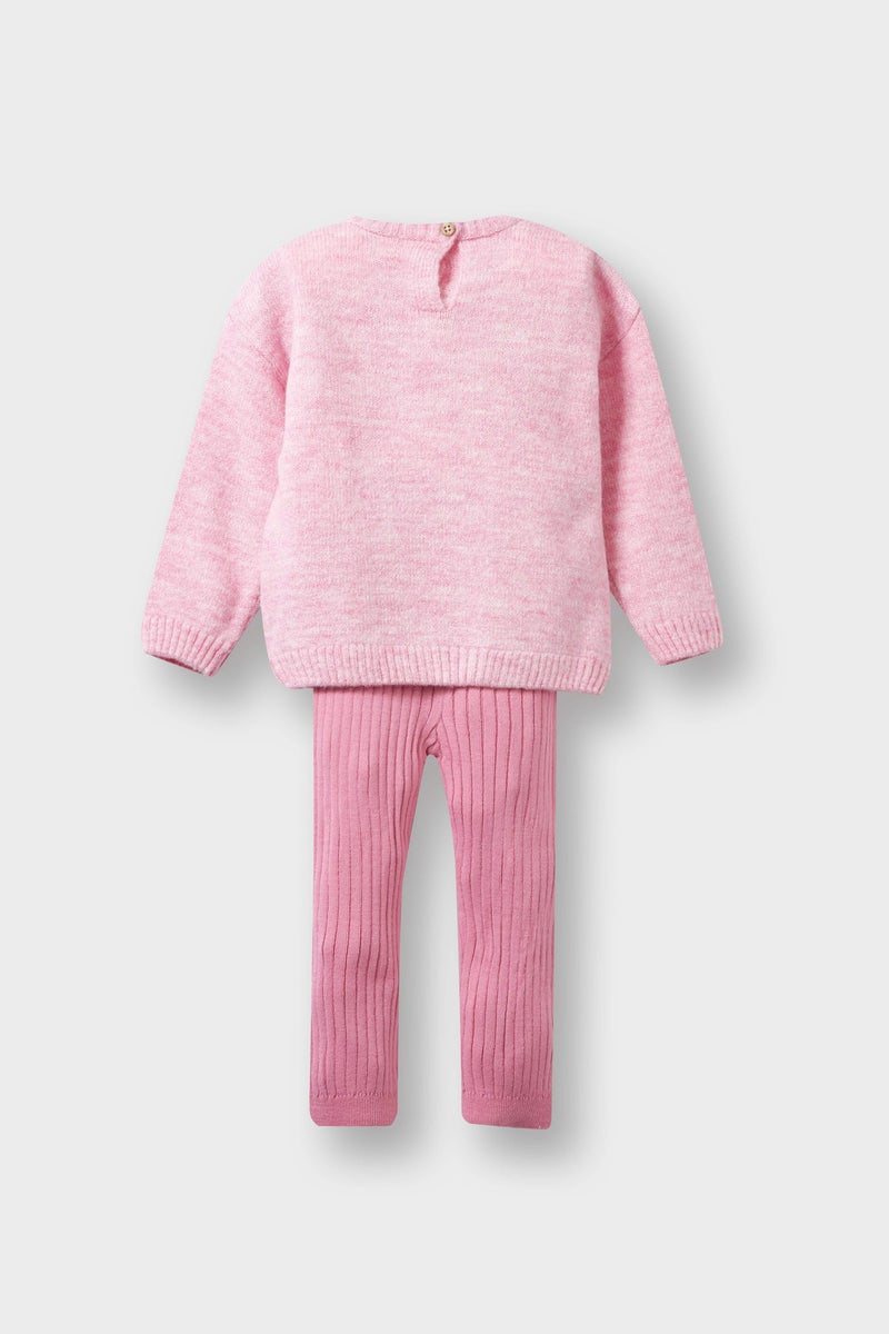 ديفاكتو طقم زهور برقبة دائرية وقصة عادية للبنات الصغيرات، مكون من قطعتين - Image 4