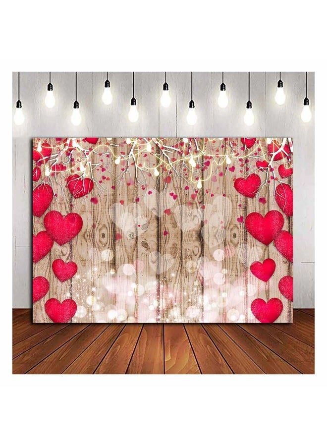 Qian Red Love Heart Valentine's Day Vintage Rustic Wood Theme Photography Backdrops 7x5ft Mother's Day Wedding Bridal Shower Wedding Anniversary Party Girl Birthday Photo Background Supplies Vinyl - Image 5