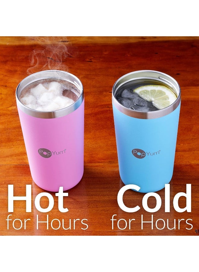 PopYum 13oz Insulated Stainless Steel Kidsâ€™ Cups with Lid and Straw, 2-Pack - Image 4