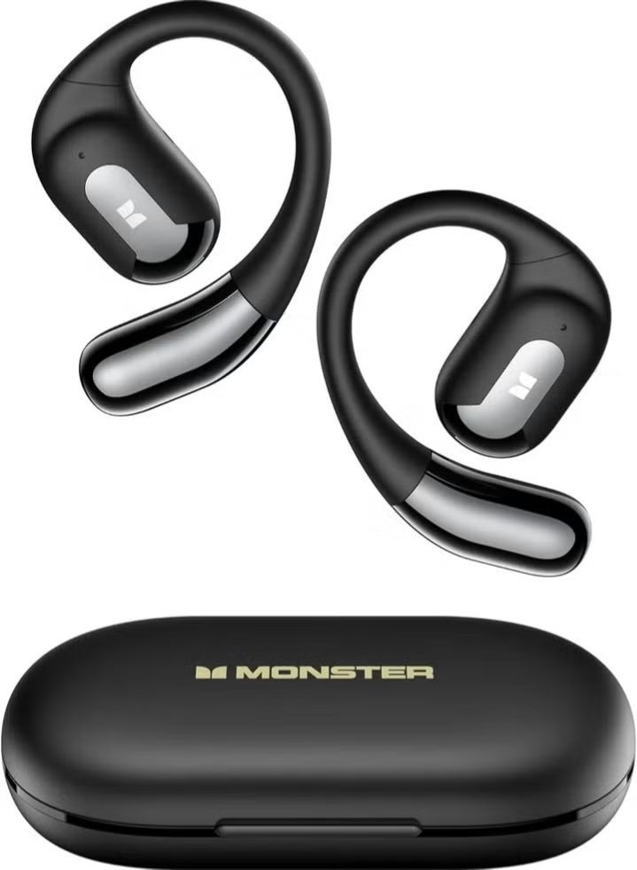 Monster Wireless Open Ear Bluetooth Earbuds with Charging Case, Air Conduction Sports Earphones, HD Stereo Sound, Rechargeable Ear Hook Headset with Built-in Mic, Secure Comfortable Fit for Running Gym Cycling Travel Gaming & Daily Use - Image 1