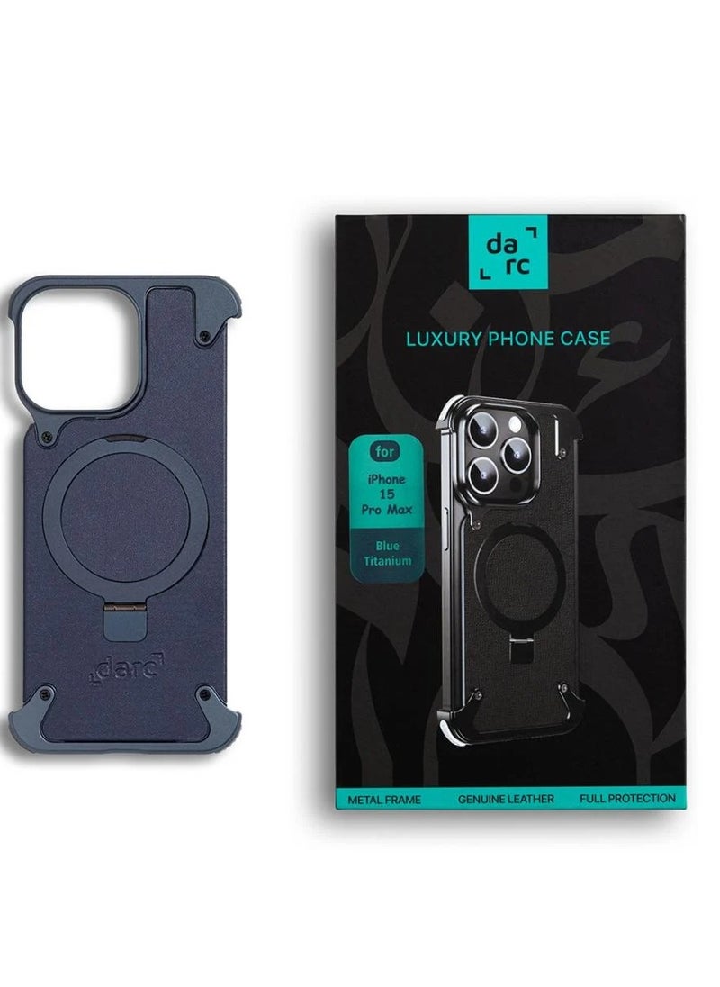 darc Leather Case for iPhone 15 Pro Blue Titanium  - Image 1