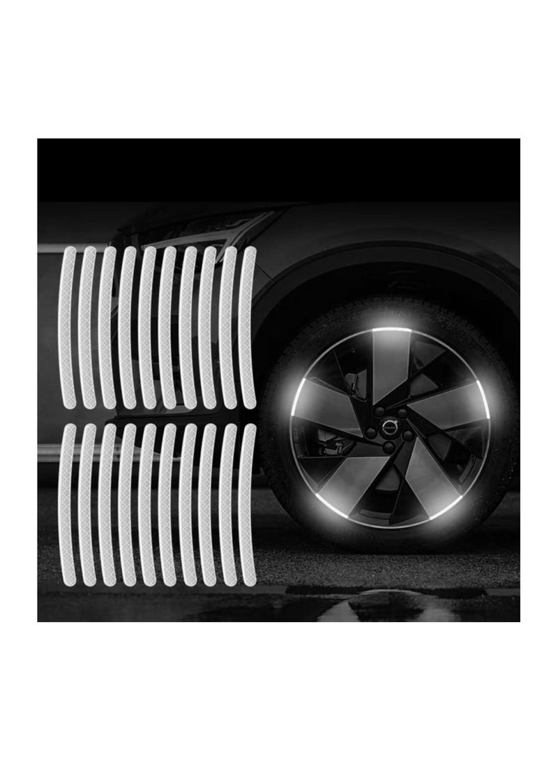 SYOSI Reflective Car Wheel Rim Stickers, 20pcs Night Safety Warning Car Stickers, Anti-Scratch Reflective Stickers Car Motorcycle Wheel Safety Decorative Car Decals Universal for Car Vehicle Truck - Image 1