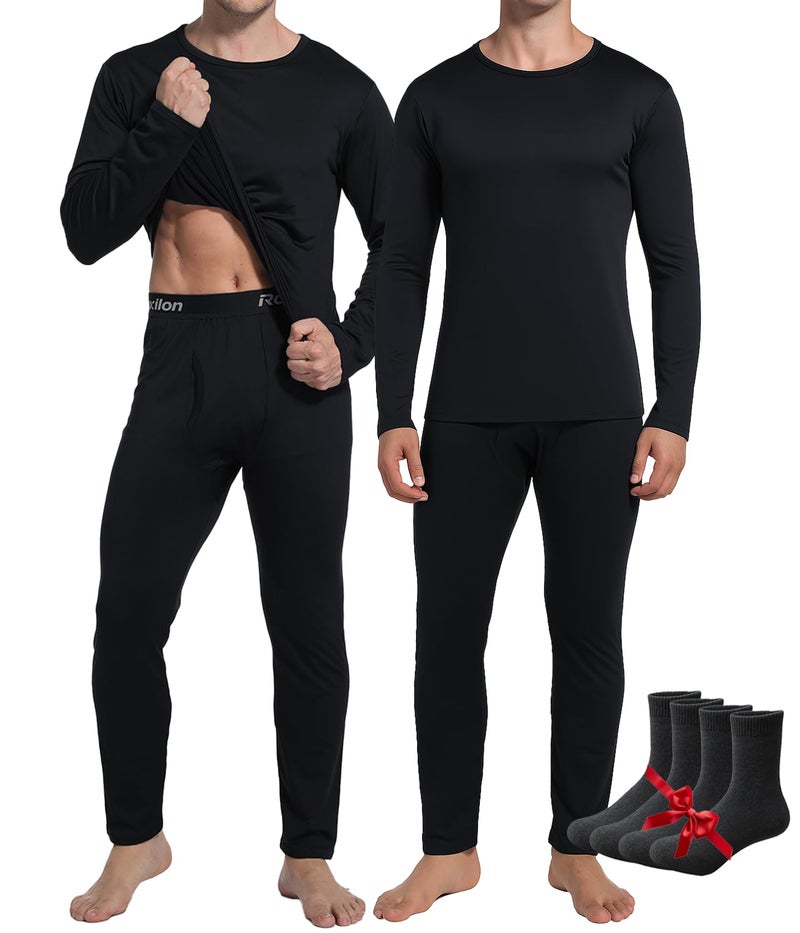 Raxilon 2 Pack Thermal Underwear Long Johns for Men Fleece Lined Base Layer Tops and Bottoms Set Cold Weather Clothing Gear Winter Gift - Image 1