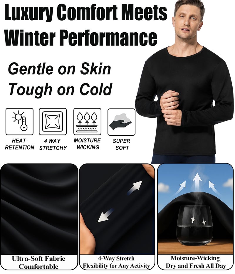 Raxilon 2 Pack Thermal Underwear Long Johns for Men Fleece Lined Base Layer Tops and Bottoms Set Cold Weather Clothing Gear Winter Gift - Image 5