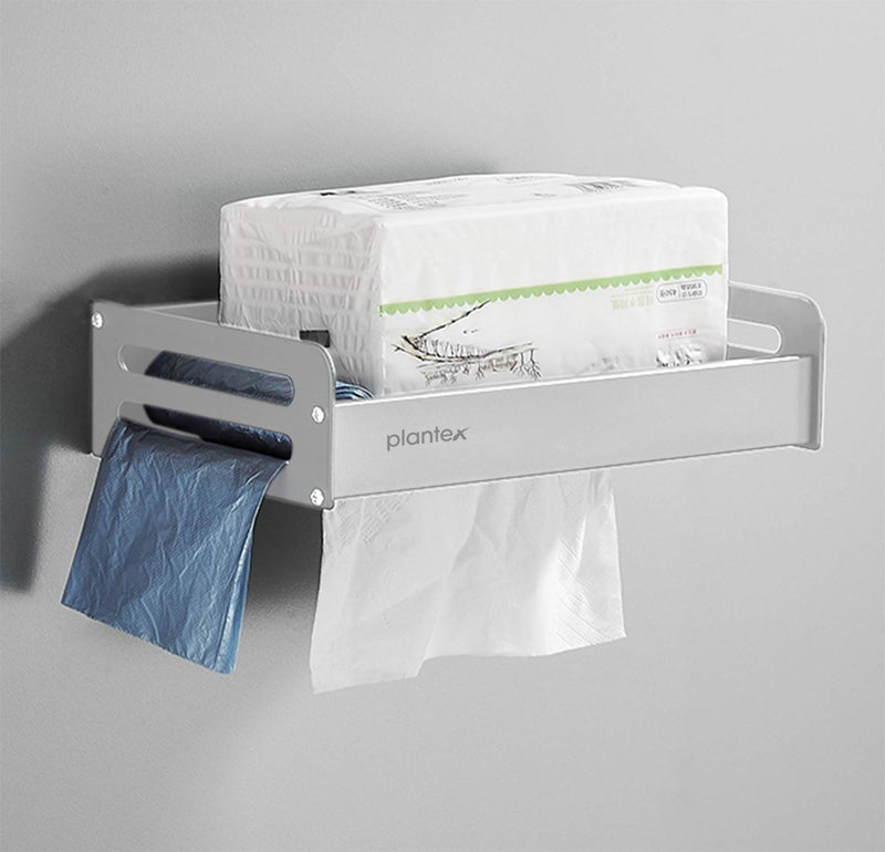 Plantex Aluminum Toilet Paper Holder for Bathroom/Toilet Roll Holder/Toilet Tissue Holder with Mini Shelf Rack Stand/Bathroom Accessories/Anti Rust(Chrome) - Image 1