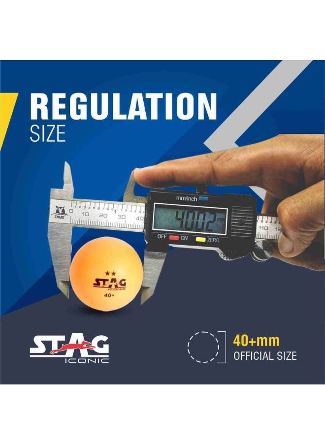 STAG ICONIC Stag iconic High Performance 2 Star | Advanced 40+mm Table Tennis Ball  (Standard, Pack of 3, Orange)  - Image 4