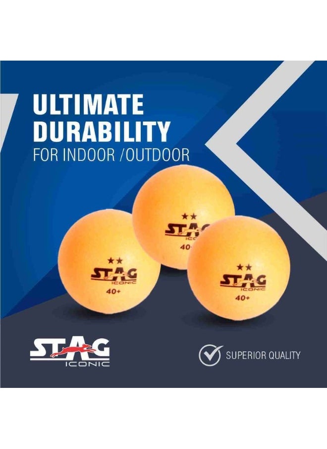 STAG ICONIC Stag iconic High Performance 2 Star | Advanced 40+mm Table Tennis Ball  (Standard, Pack of 3, Orange)  - Image 3