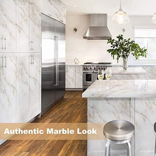 wall love Marble OilProof & Waterproof self-Adhesive Sheet Stickers Big Countertop Cabinet Furniture puja Room Kitchen,Home Sticker Wallpaper 60 x 200cm (White Gold Wallpaper) - Image 2