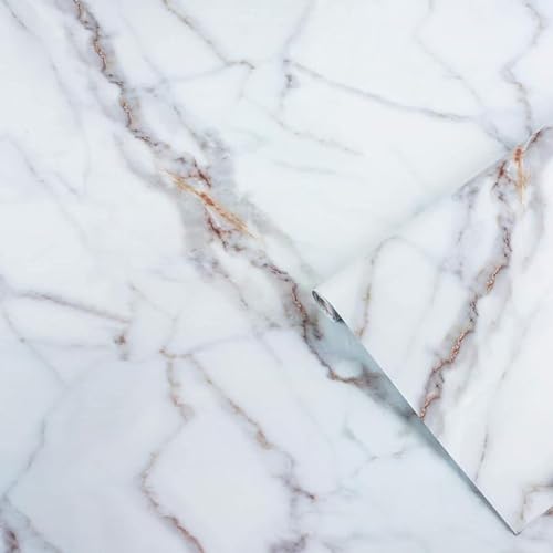 wall love Marble OilProof & Waterproof self-Adhesive Sheet Stickers Big Countertop Cabinet Furniture puja Room Kitchen,Home Sticker Wallpaper 60 x 200cm (White Gold Wallpaper) - Image 4