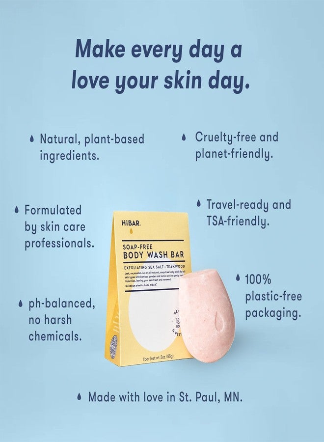 HIBAR - Exfoliate Solid Body Wash Bar - Revive & Restore - With Bamboo Powder & colloidal oat - Daily Use & Sensitive Skin - Plastic, Paraben & Soap-Free - Vegan - Sea Salt + Teakwood - Image 3
