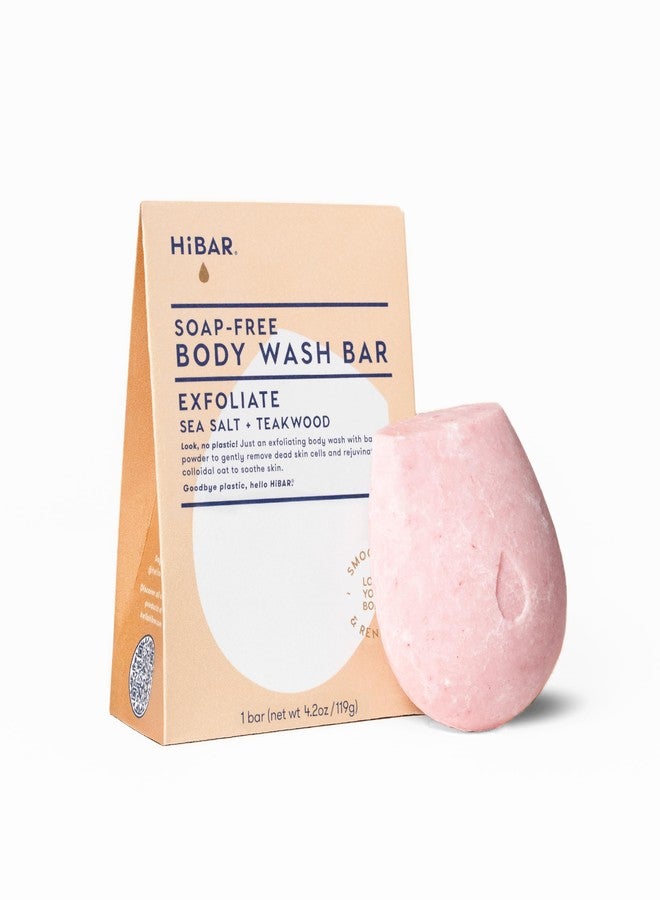 HIBAR - Exfoliate Solid Body Wash Bar - Revive & Restore - With Bamboo Powder & colloidal oat - Daily Use & Sensitive Skin - Plastic, Paraben & Soap-Free - Vegan - Sea Salt + Teakwood - Image 1