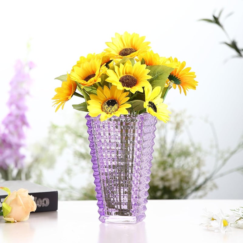 mcmcncuiu Crystal Vase, Large Crystal Vases for Flowers, Purple Large Flower Vase, Modern Glass Vases for Living Room, Bedroom, Kitchen, Dining Table, Mantle, Wedding, 9 Inches - Image 5