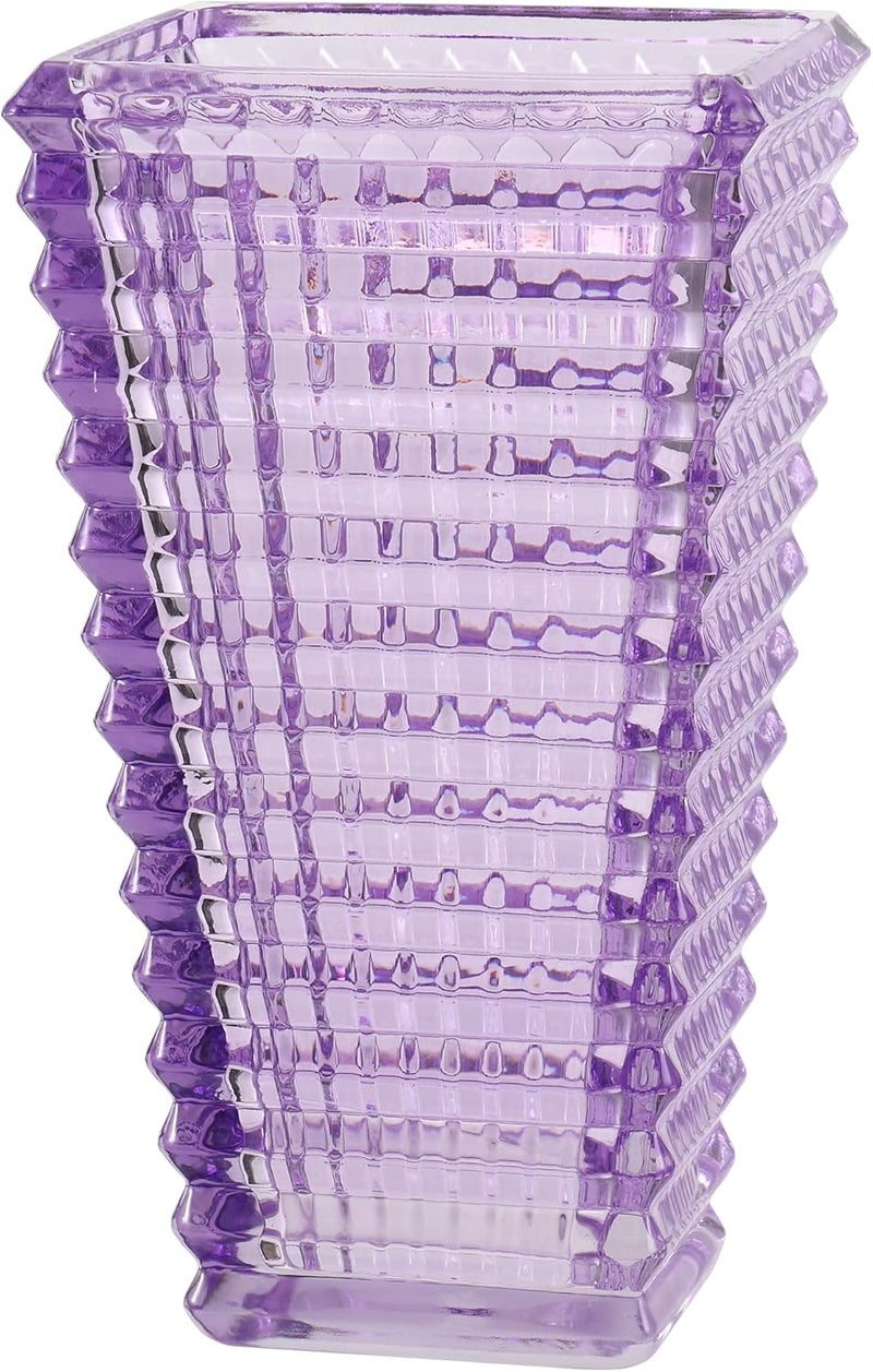 mcmcncuiu Crystal Vase, Large Crystal Vases for Flowers, Purple Large Flower Vase, Modern Glass Vases for Living Room, Bedroom, Kitchen, Dining Table, Mantle, Wedding, 9 Inches - Image 1