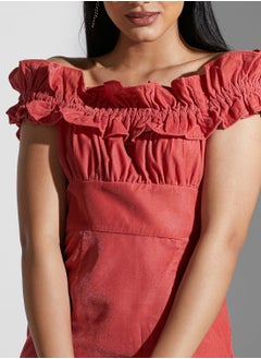 Hope & Ivy Bardot Ruffle Detail Dress  - Image 3