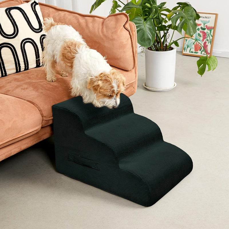Mesa Lemon Dog Stairs Steps for High Bed, 3 Steps Pet Steps for Small Dogs Non-Slip Removable Washable Cover Ramp for Indoor Outdoor Car Couch Sofa, Dark Gray - Image 2
