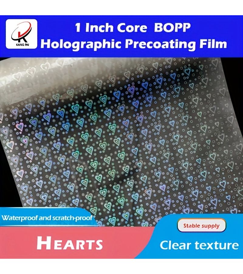 Bopp Holographic Precoated Laminating Film Rolls With Hearts Pattern 12.6 Inches By 328 Feet - Image 4