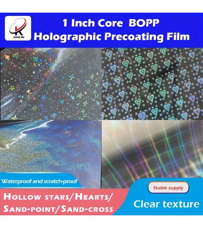 Bopp Holographic Precoated Laminating Film Rolls With Hearts Pattern 12.6 Inches By 328 Feet - Image 1