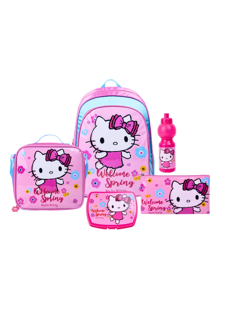 Sanrio Sanrio Hello Kitty Welcom Spring 5In1 Backpack Set 16" I Backpack I Lunch Bag I Water Bottle I Pencil Case I Lunch Box I Packaging