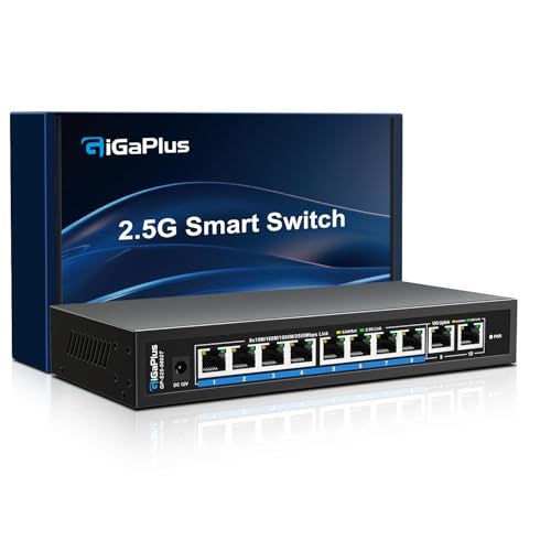 GigaPlus 10 Ports 10Gb Unmanaged Ethernet Switch with 8*2.5G Base-T Ports, 2*10G RJ45 Ports. 80Gbps Switching Capacity, GiGaPlus 10Gbps Network Switch for 2.5G/10Gbps NAS/PC, WiFi6 Router, Wireless AP - Image 1