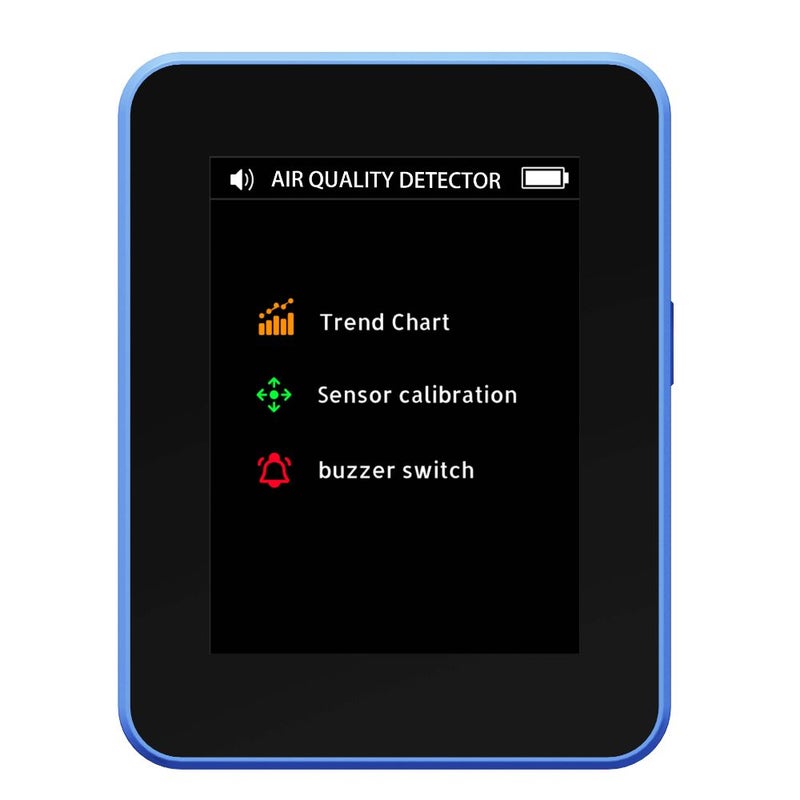 جهاز مراقبة جودة الهواء الجديد 14 في 1 يكشف عن AQI PM2.5 PM10 CO2 PM0.3 PM1.0 CO TVOC HCHO يعمل بالطاقة عبر USB للمكتب والمنزل والسيارة، باللون الأبيض والأزرق - Image 1