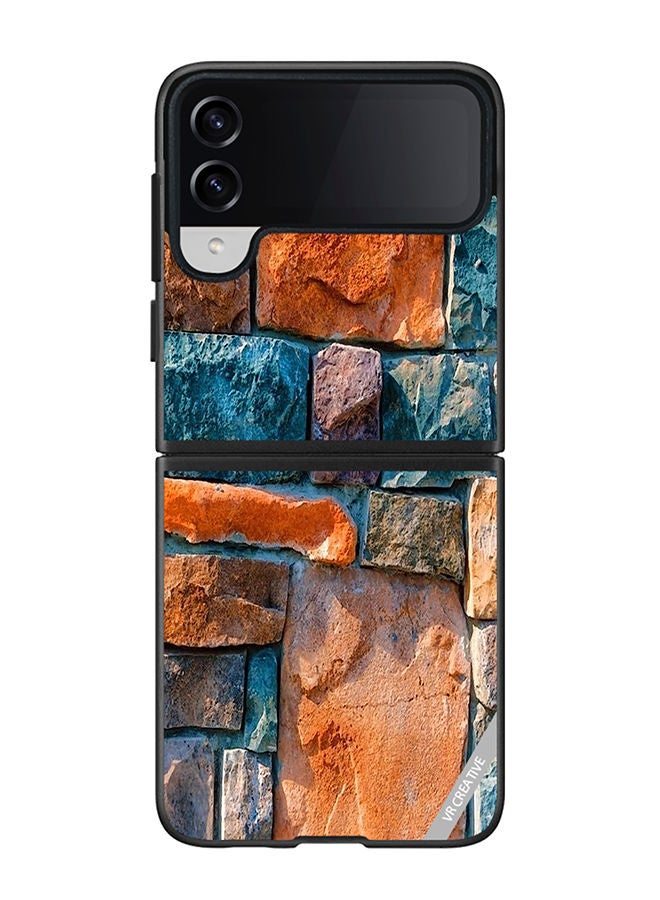 VR CREATIVE Protective Case Cover For Samsung Galaxy Z Flip4 Abstract Stone Design Multicolour - Image 1