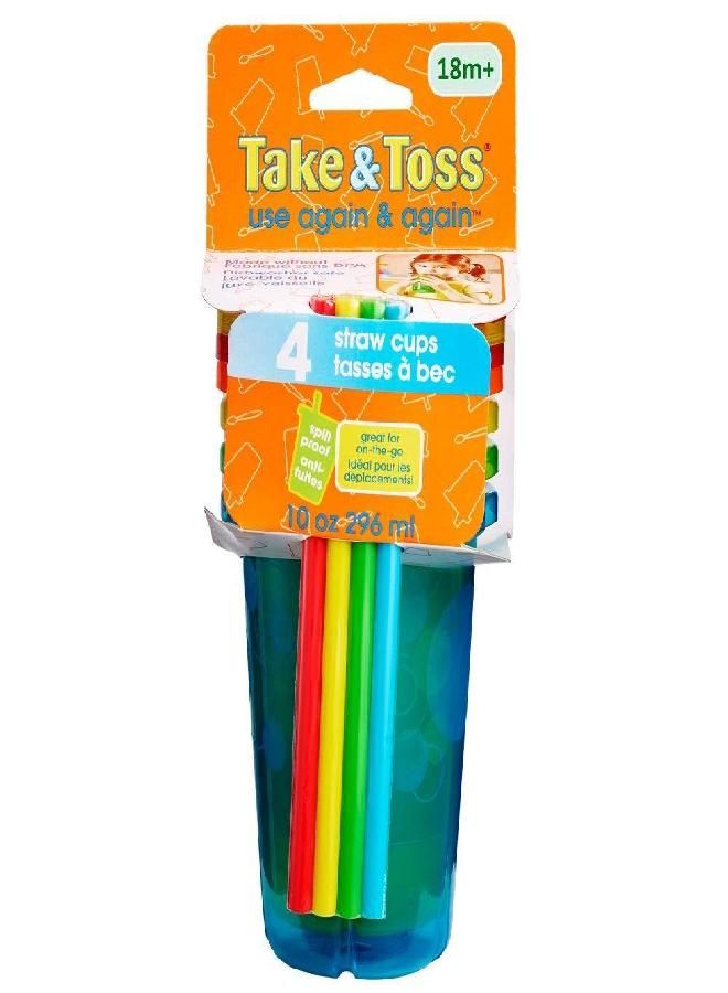 The First Years Take & Toss Straw Cup, Boy, 10 oz, Multicolor, 4 Count - Image 3